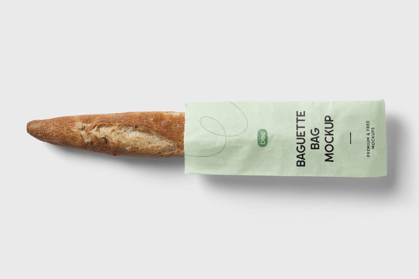 Top View of a Baguette Paper Bag Mockup FREE PSD