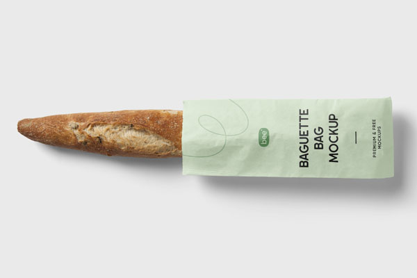 Top View of a Baguette Paper Bag Mockup FREE PSD
