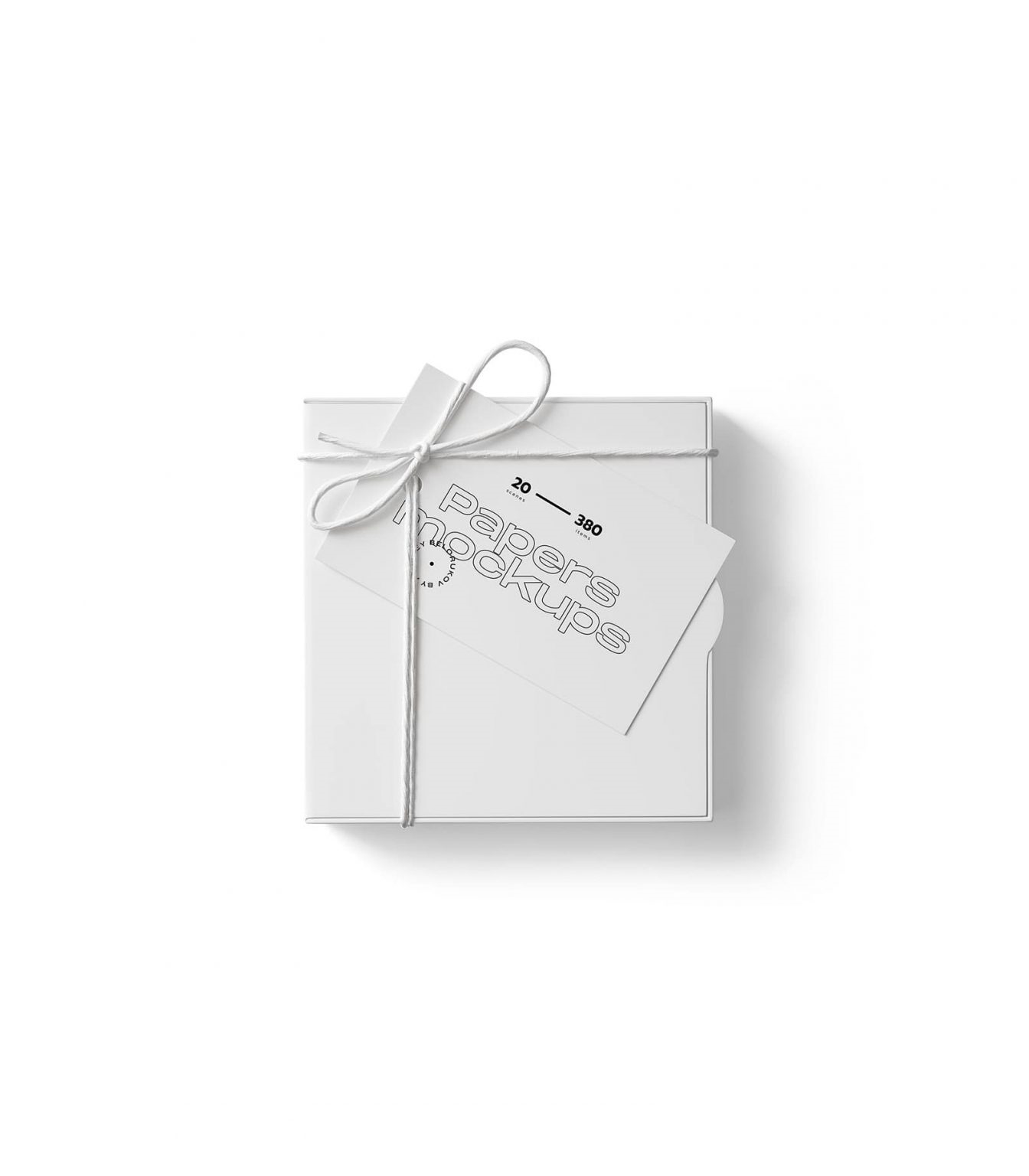 Top View of a Box Packaging with a Rope Mockup FREE PSD