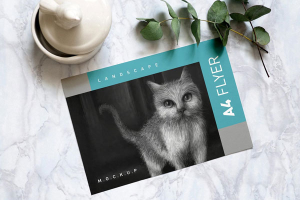 Top View of a Landscape A4 Flyer Mockup FREE PSD