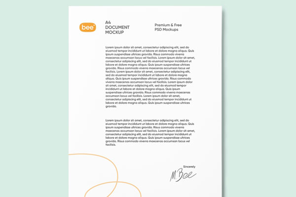 Top View of a Realistic A4 Document Mockup Free Download | Resource Boy