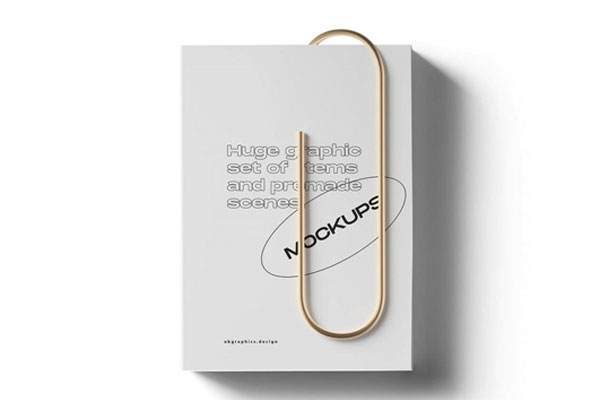 Top View of a Realistic Closed Book with Clip Mockup FREE PSD
