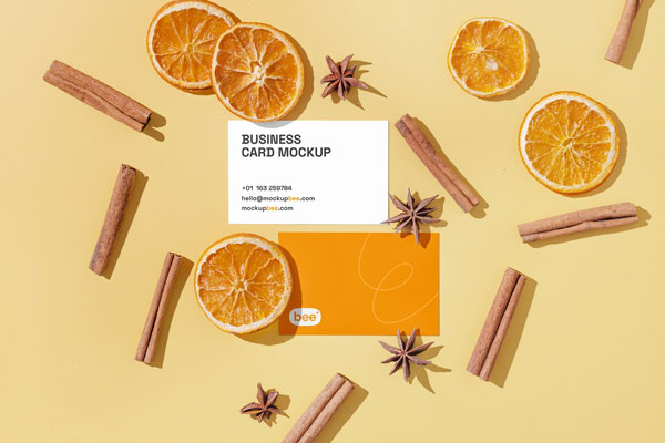 Top View of Both Sides of a Business Card Mockup FREE PSD
