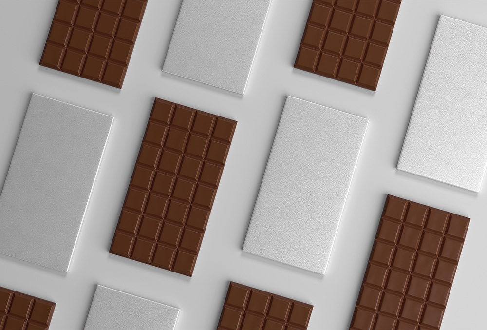 Top View of Chocolate Bar Label Mockup FREE PSD