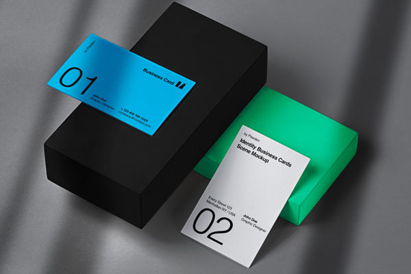 Top View of Identity Brand Business Card Mockup FREE PSD