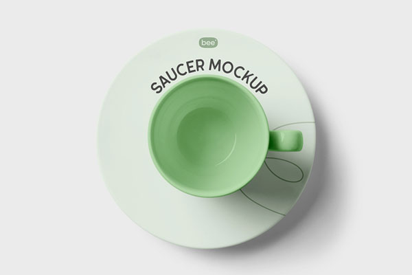 Top View of Saucer with Cup Mockup FREE PSD