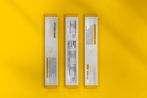 Top View of Three Sachet Sticks Mockup FREE PSD