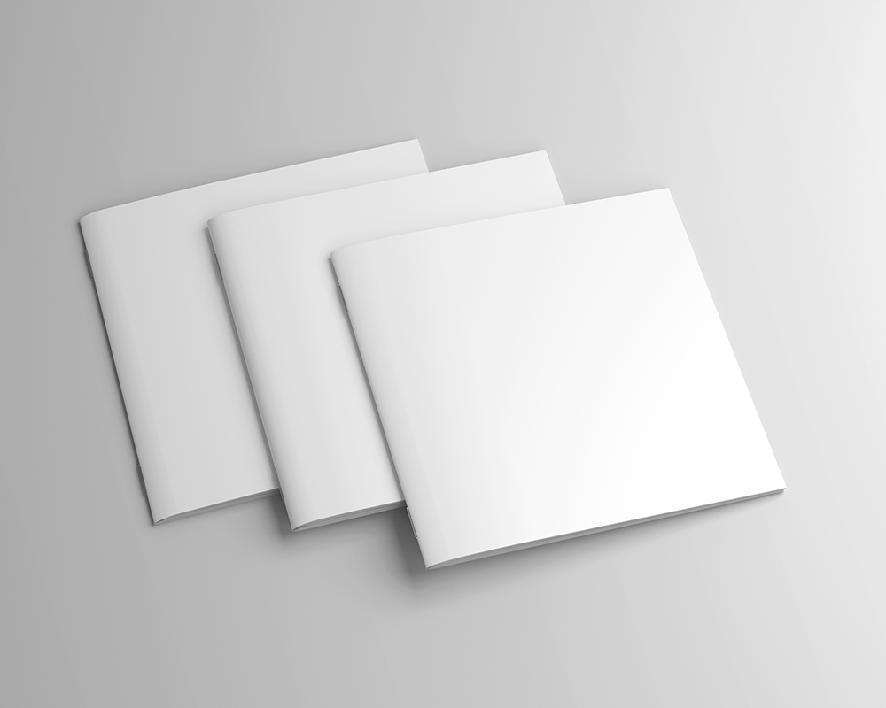 Top View of Three Square Brochures Mockup FREE PSD
