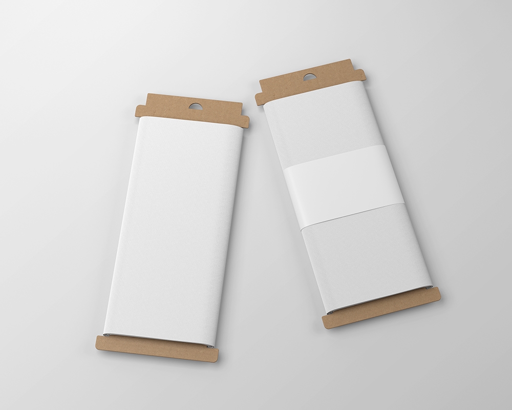 Top View of Two Fabric Bolts Wrapped Around Cardboards Mockup FREE PSD