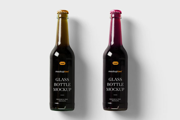 Top View of Two Glass Bottles Mockup FREE PSD