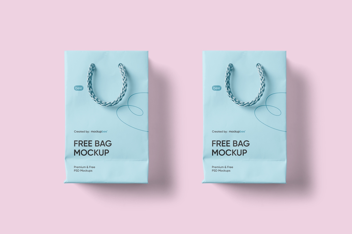 Top View of Two Paper Gift Bags Mockup FREE PSD