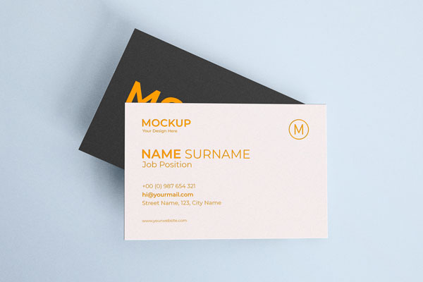 Top View of Two Realistic Business Cards Mockup FREE PSD