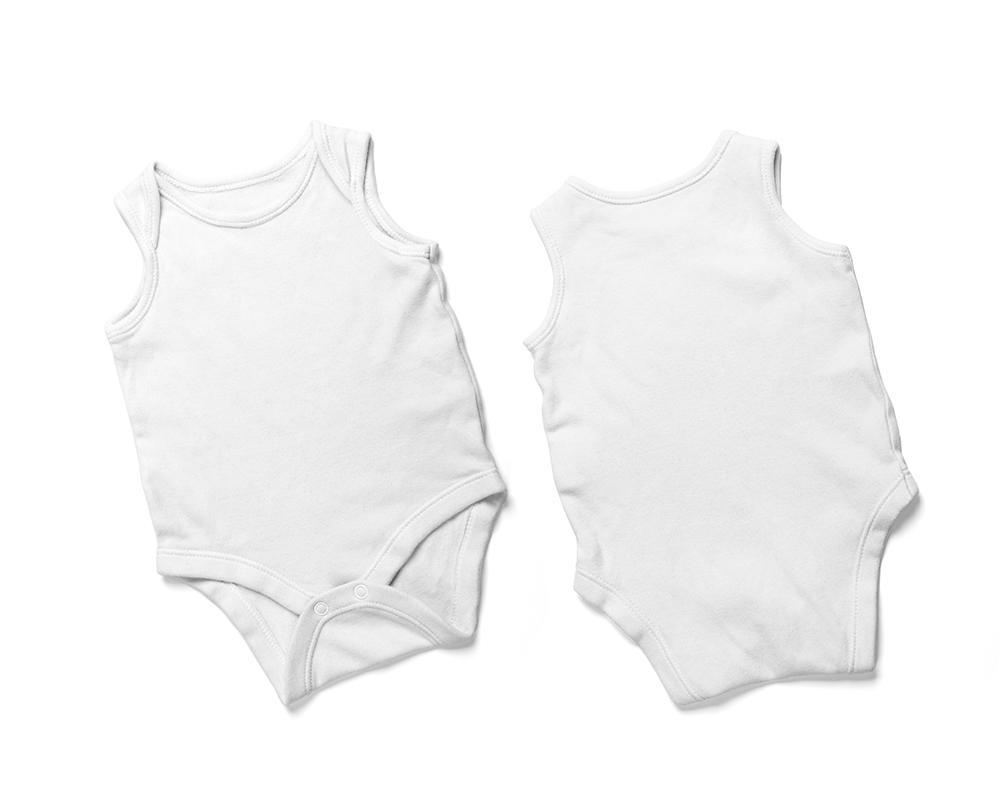 Top View of Two Sleeveless Baby Rompers Mockup FREE PSD