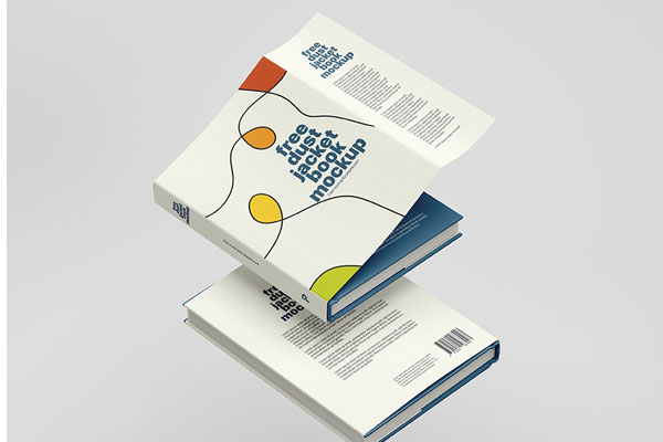 Two Floating Dust Jacket Books Mockup FREE PSD