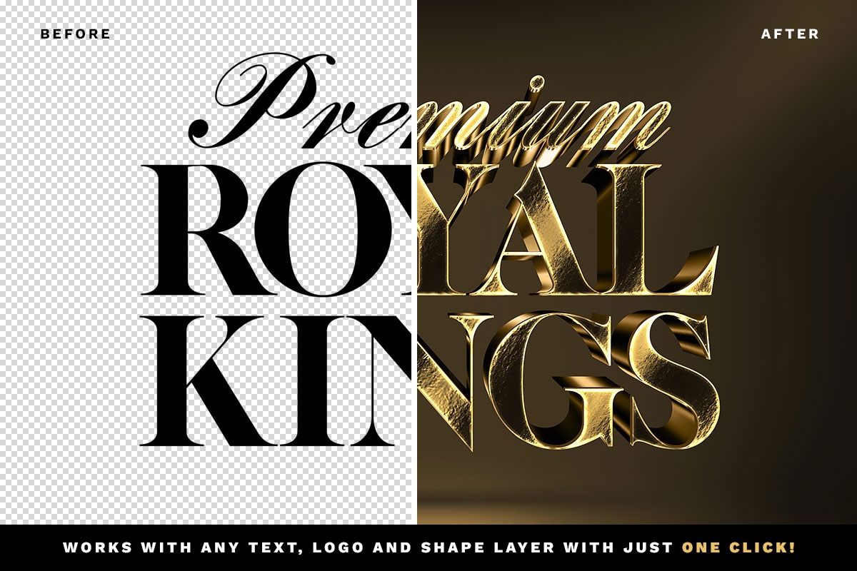 3D Gold Text and Logo Effect FREE PSD