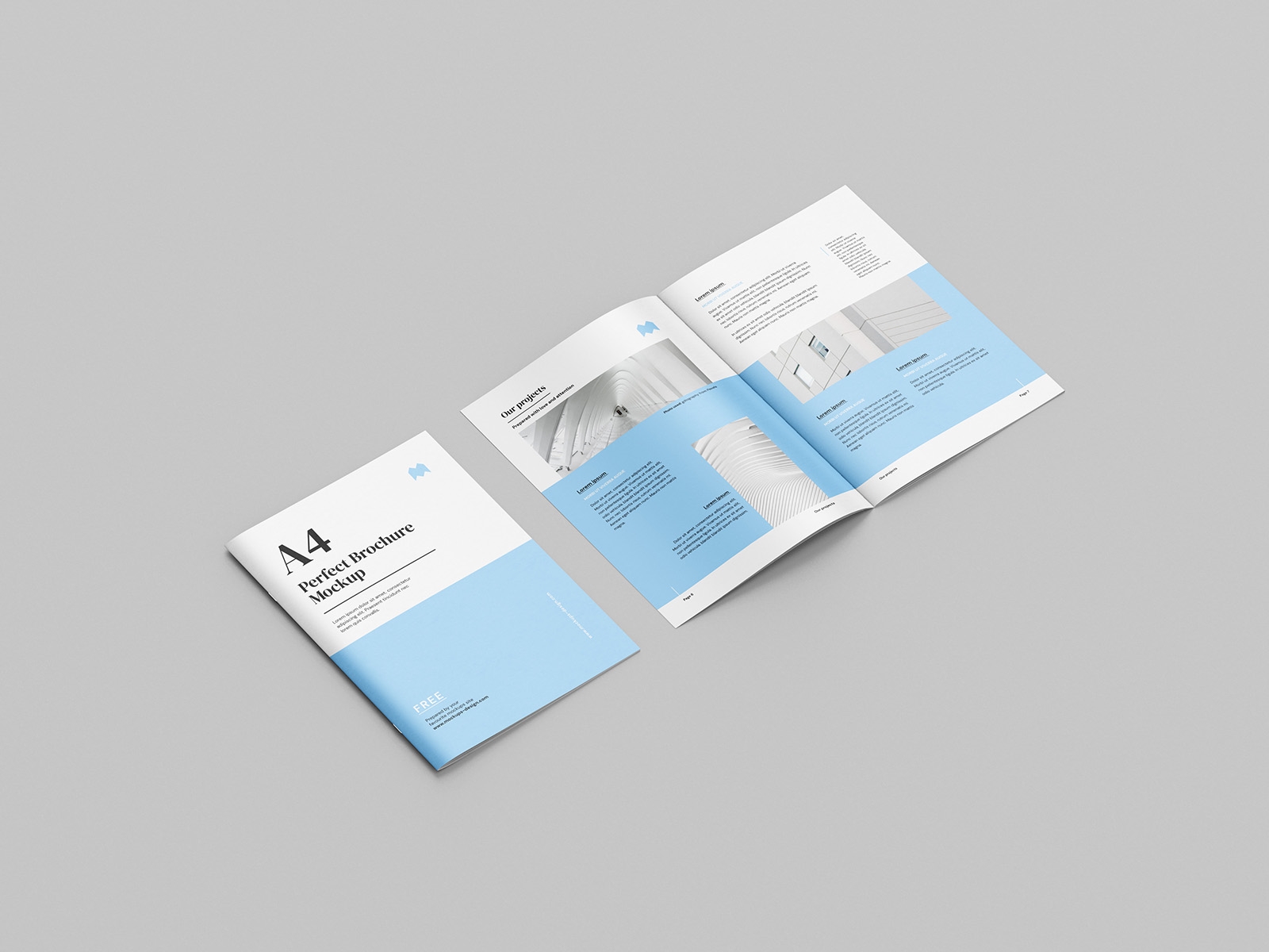 8 Mockups of Thin A4 Brochure from Different Angles FREE PSD