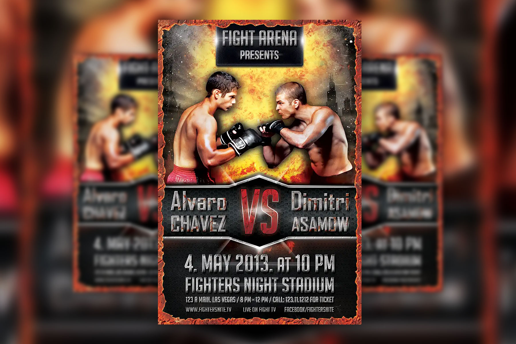 Burnt Galactic MMA Boxing Fight Flyer Template (FREE)