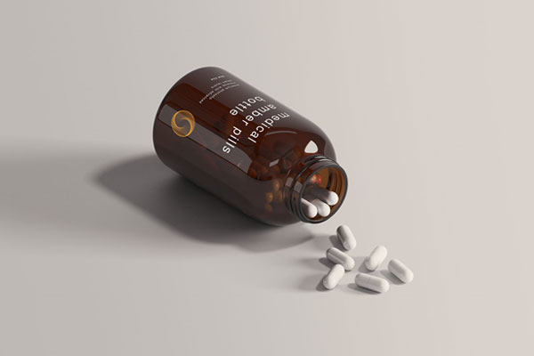 Felt on the Side Amber Medicine Bottle Mockup FREE PSD
