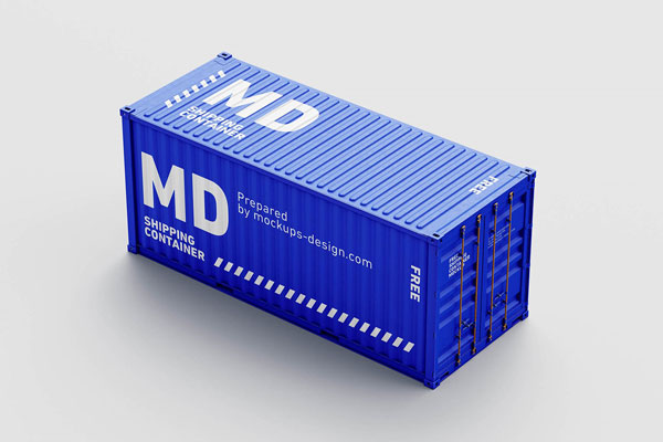 Front and Perspective View of 4 Shipping Container Mockups FREE PSD