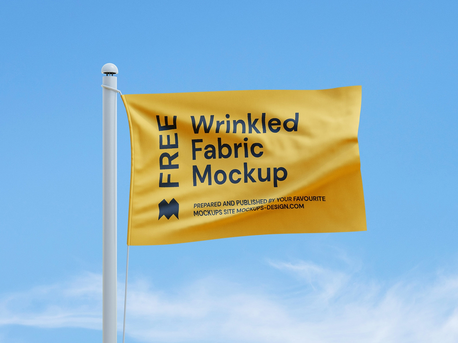 Front and Perspective View of 4 Wrinkled Pole Flag Mockups FREE PSD