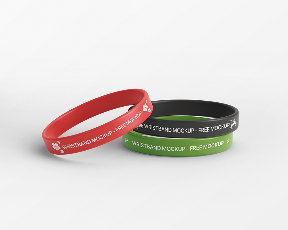 Front View of 3 Wristbands Mockup Free Download | Resource Boy