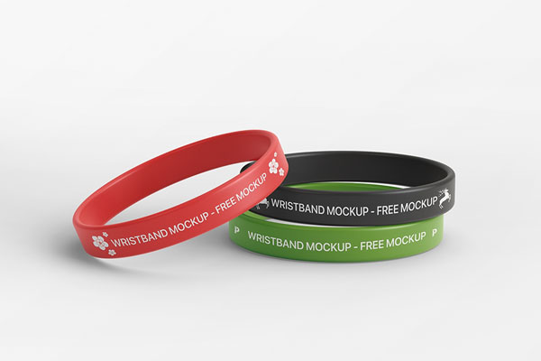 Front View of 3 Wristbands Mockup FREE PSD