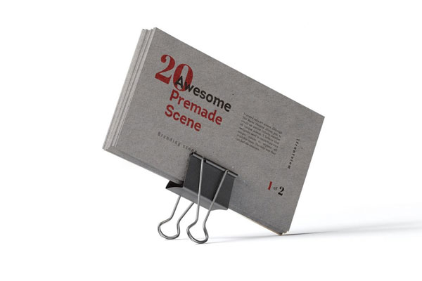 Front View of Business Cards Held by a Clip Mockup FREE PSD