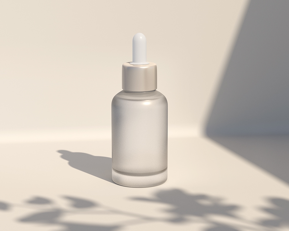 Front View of Minimal Frosted Dropper Bottle Mockup FREE PSD