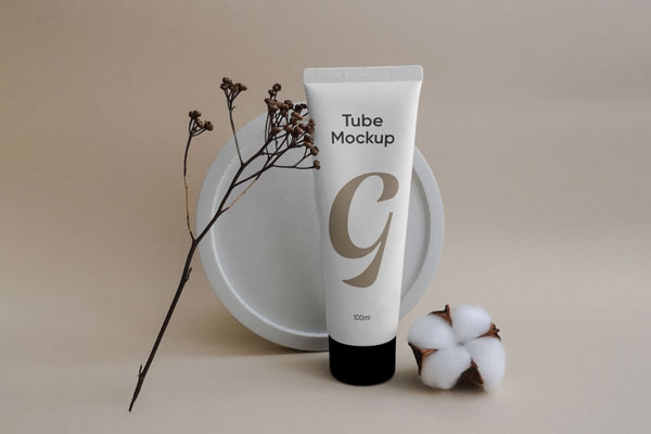 Front View of Trendy Cosmetic Plastic Tube Mockup FREE PSD