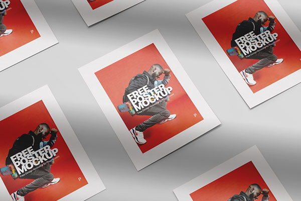 Grid of Flyers Placed on the Surface in Overhead View Mockup FREE PSD