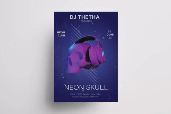 Grunge Purple DJ Club Party Flyer Template FREE PSD