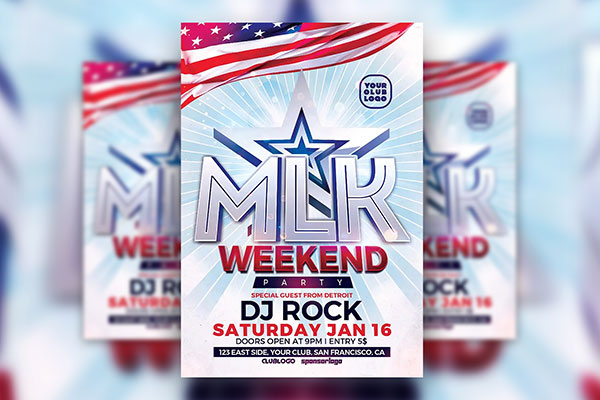 Modern Flag MKL Weekend Flyer Template FREE PSD