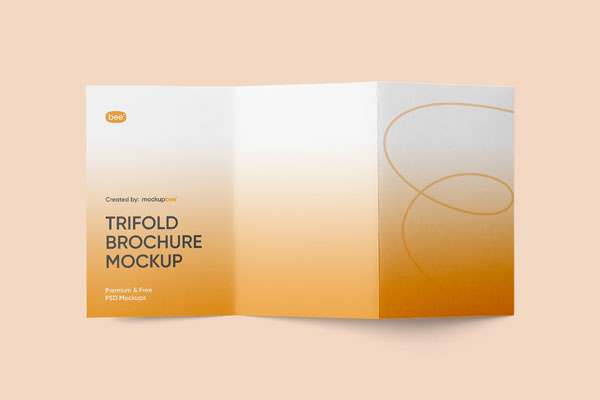 Overhead View of Opened Trifold Brochure Mockup FREE PSD