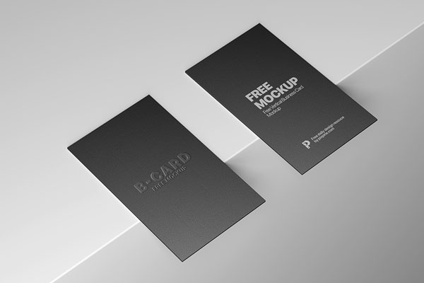 Top Side View of 2 Vertical Business Cards Mockup FREE PSD