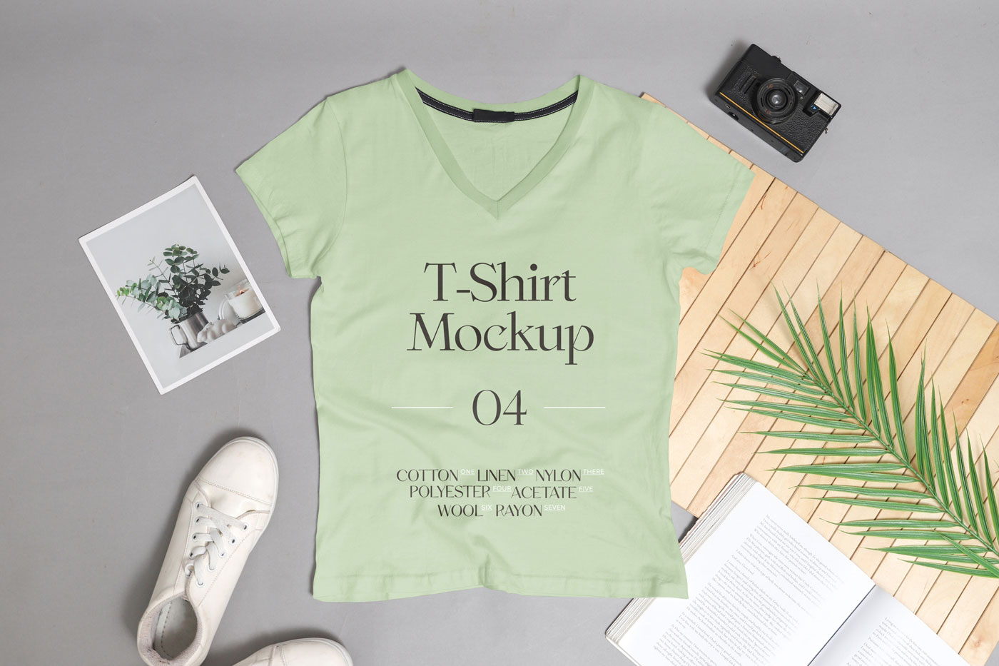 Top View of a Classic Round-Neck T-Shirt Mockup FREE PSD