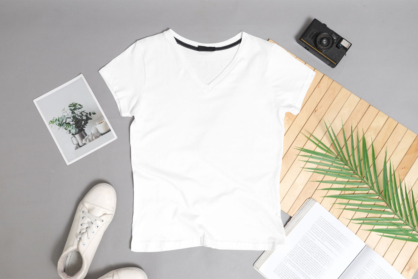 Top View of a Classic Round-Neck T-Shirt Mockup FREE PSD
