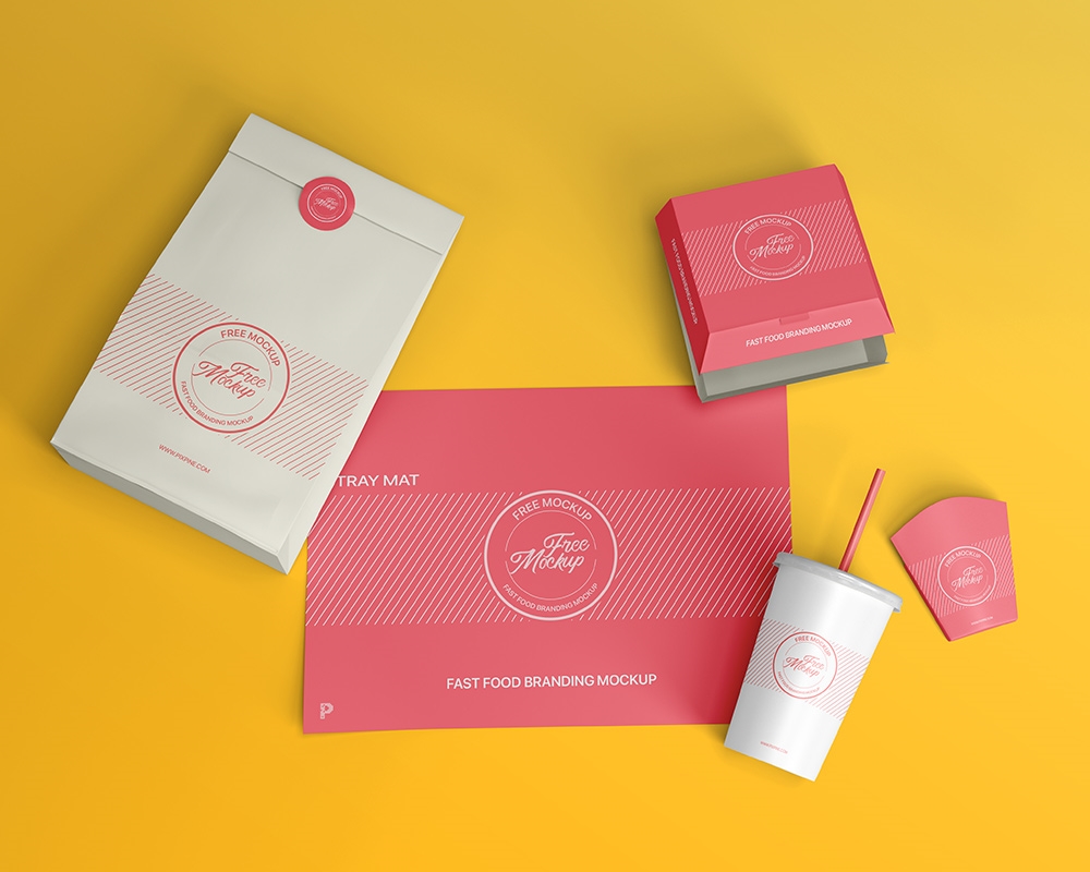 Top View of Fast Food Branding Mockup FREE PSD