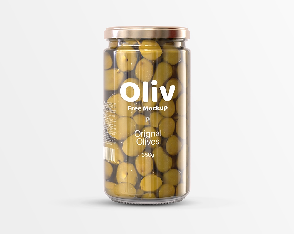 Front View of an Olive Glass Jar Mockup (FREE) - Resource Boy