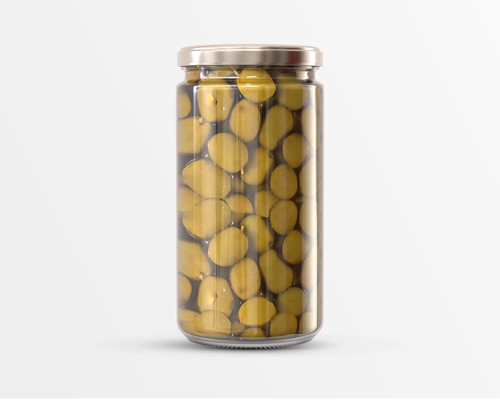 Front View of an Olive Glass Jar Mockup FREE PSD