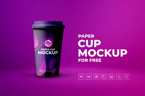 Front View of Paper Coffee Cup Mockup FREE PSD