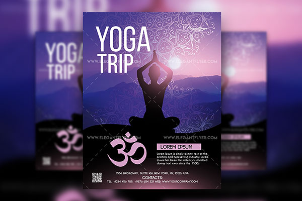 Modern Patterned Yoga Trip Flyer Template Free Download | Resource Boy