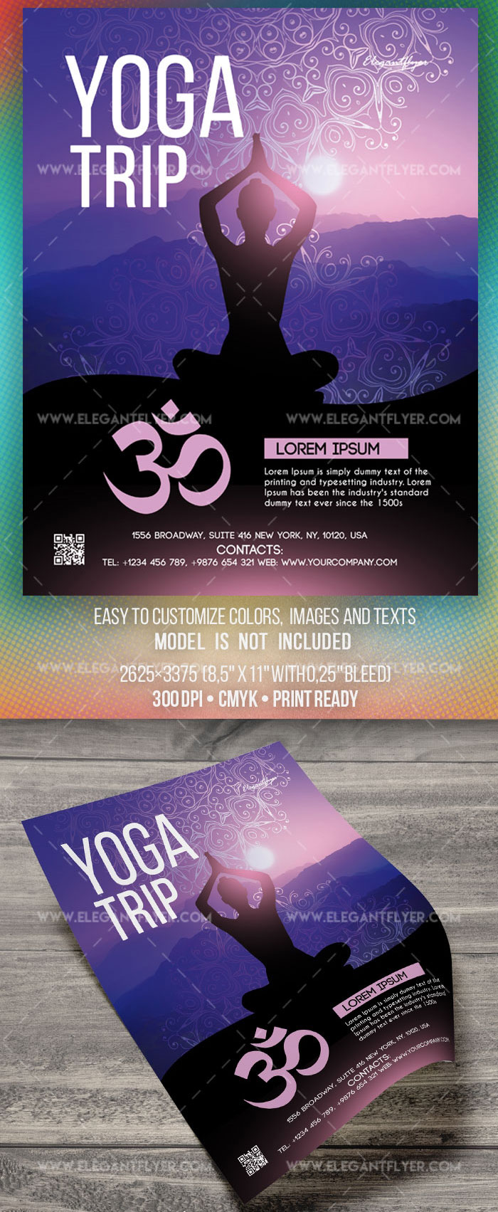 Modern Patterned Yoga Trip Flyer Template Free Download | Resource Boy