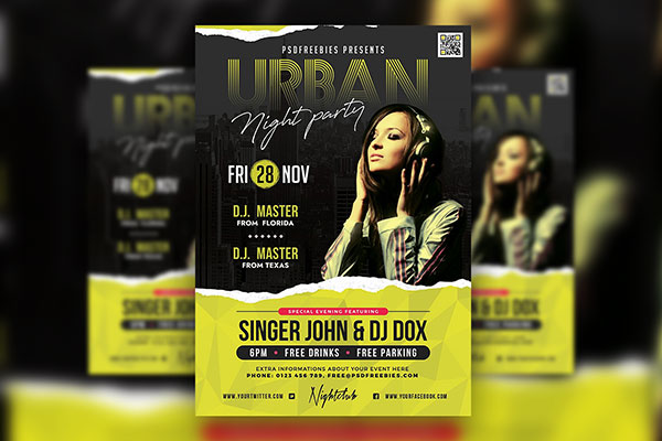 Modern Urban Nightclub Party Flyer Template FREE PSD