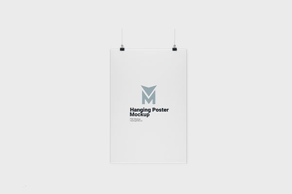 3 Mockups of Vertical Hanging Poster from Front View FREE PSD