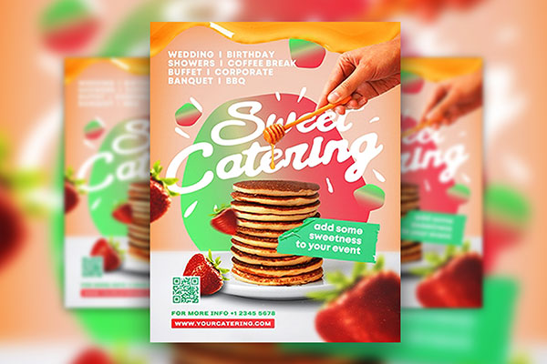 Cute Fruit Sweet Catering Flyer Template FREE PSD