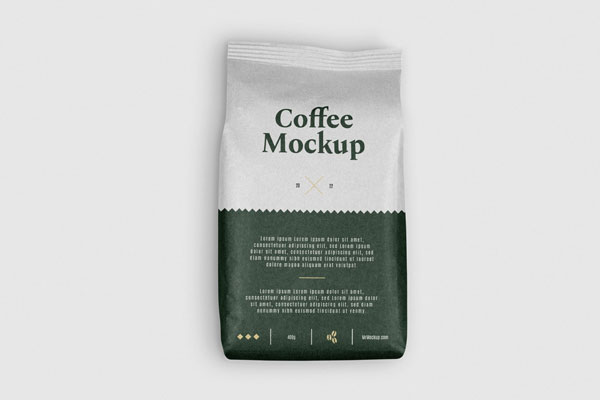 Front View of Small Paper Coffee Bag Mockup FREE PSD