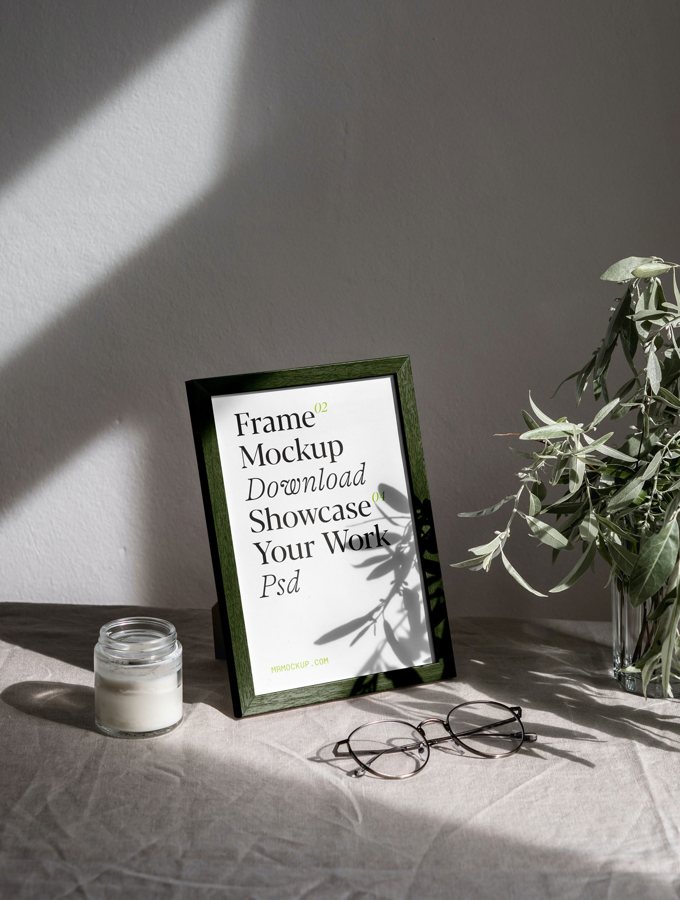 Perspective View of a Wood Frame Mockup with an Overlay Shadow FREE PSD
