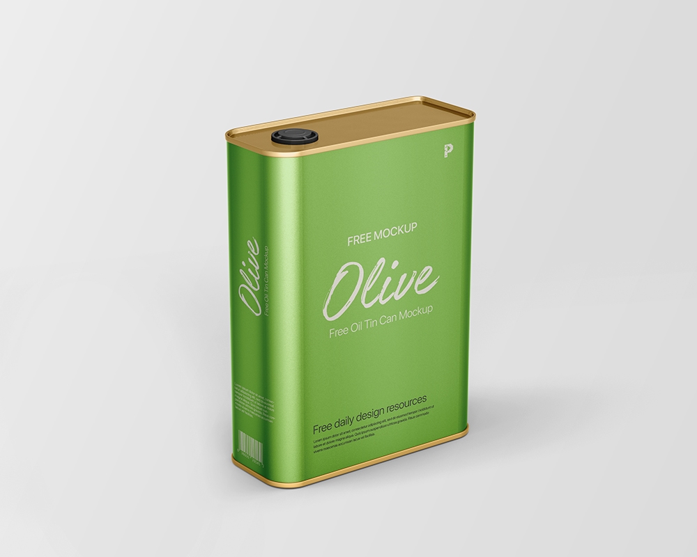 Perspective View of an Oil Tin Can Mockup FREE PSD