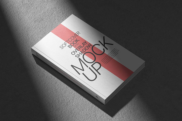 Top View of Softcover Book Mockup with Shadow Overlay FREE PSD
