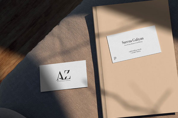 Top View of US Size Business Cards Mockup FREE PSD